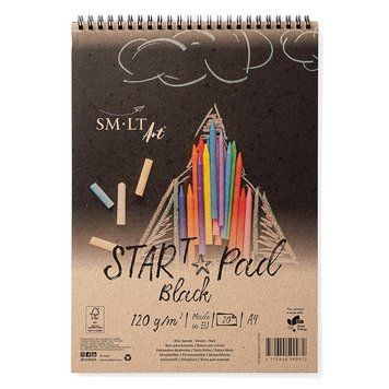 Альбом для рисунку на спіралі SMILTAINIS STAR T А4 120г/м2 20 арк. чорний папір (4770644590972) 4770644590972 фото