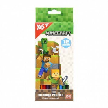 Олівці кольорові тригранні Yes Minecraft 12 кольорів (290760) 290760 фото