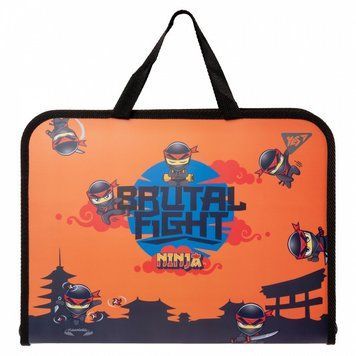 Папка-портфель на блискавці із тканинними ручками YES Ninja FC (492169) 492169 фото