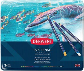 Набір чорнильних олівців Inktense, 24 кол., В метал. коробці, Derwent 5028252187046 фото