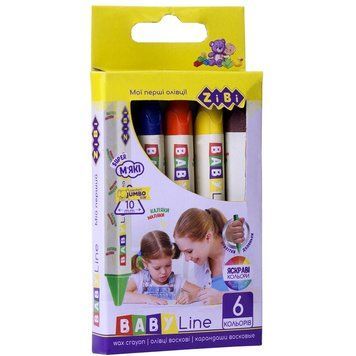 Олівці воскові ZiBi BABY Line JUMBO 6 кол трикутні (ZB.2483) ZB.2483 фото