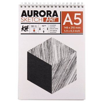 Альбом для ескізів на спіралі Aurora Smooth & Matt А5 120 г/м2 20 арк. (4743346459250) 4743346459250 фото
