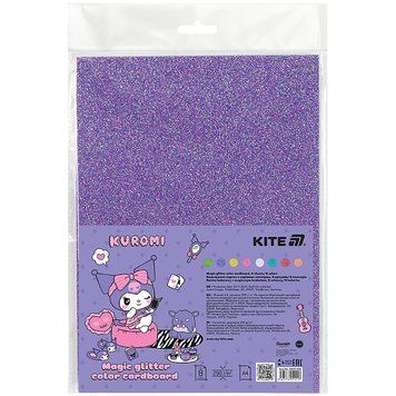 Картон кольоровий з чарівним гліттером Kite Kuromi А4 (8 арк/8 кол) HK24-423) HK24-423 фото