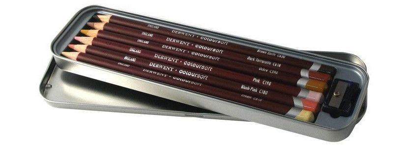 Олівці кольорові Derwent Coloursoft Skintone (відтінки шкіри) 6кол в метал.пеналі (5028252101943) 5028252101943 фото