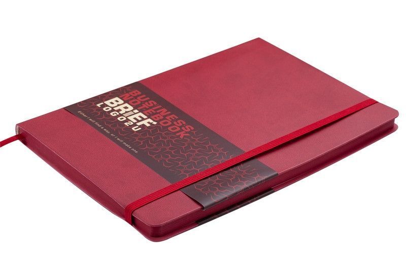 Записна книга блокнот Buromax BRIEF LOGO2U А5 мистецтв. шкіра 96арк. клітка червоний BM.295104-05 BM.295104-05 фото