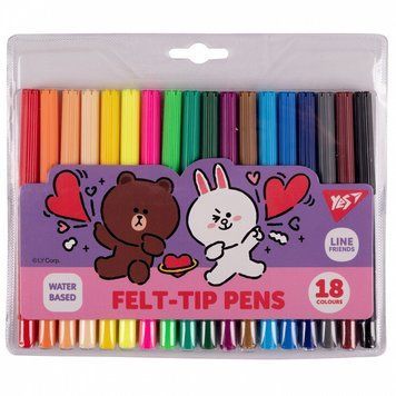 Фломастери YES Line Friends 18 кольорів (650551) 650551 фото
