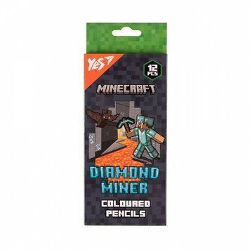 Олівці кольорові YES Minecraft. Diamond Miner 12 кольорів (290720) 290720 фото