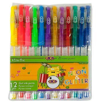 Набір ручок гелевих ZiBi NEON+GLITTER 12 кольорів (ZB.2204-99) ZB.2204-99 фото