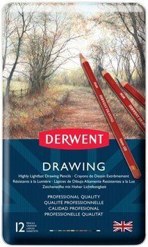 Набір олівців для рисунку Drawing, 12шт., мет. коробка, Derwent 5028252147576 фото