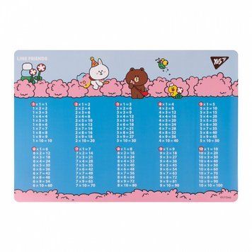 Підкладка настільна Yes Line Friends Together табл. множення (492254) 492254 фото