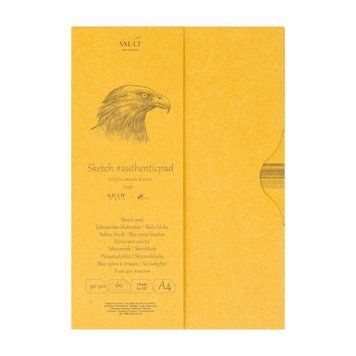 Склейка для ескізів в папці AUTHENTIC (Kraft) А4, 90г/м2, 60л, коричневий колір, SMILTAINIS 4770644587866 фото