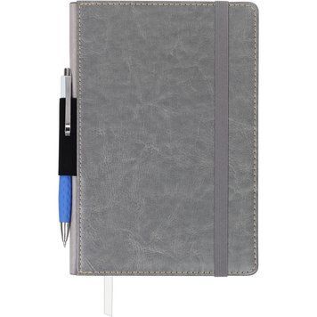 Нотатник Buromax CODE LOGO2U A5 96 л клітинка-ск.шкіра сірий (BM.295106-09) BM.295106-09 фото