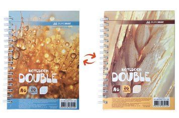 Записна книга блокнот Buromax DOUBLE A6 96 л клітина твердий.обл. жовтий (BM.24671101-08) BM.24671101-08 фото