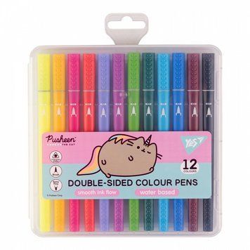 Фломастери двосторонні YES Pusheen 12 кольори (650561) 650561 фото