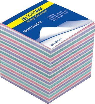 Блок паперу для нотаток проклеєний Buromax 90х90х40мм асорті кольорів BM.2264 BM.2264 фото