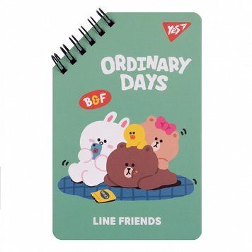 Записна книга блокнот YES Line Friends Ordinary days 95x145 мм 60 аркушів лінія карт. обкладинка подвійна 151757 фото