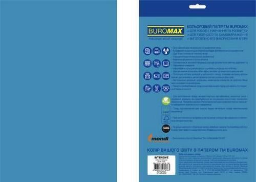 Папір кольоровий інтенсив Buromax EUROMAX INTENSIVE 20 аркушів А4 80 г/м2 синій (BM.2721320E-02) BM.2721320E-02 фото