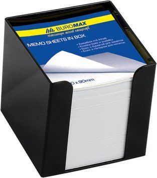 Бокс з папером Buromax біла 90х90х90мм 1000 аркушів чорний BM.2290-01 BM.2290-01 фото