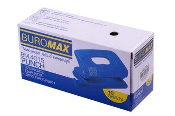 Діркопробивач пластиковий Buromax до 10 аркушів 120х58х59 мм синій (BM.4015-02) BM.4015-02 фото