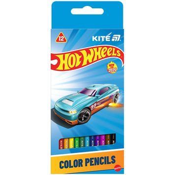 Олівці кольорові тригранні Kite Hot Wheels 12 кольорів (HW25-053) HW25-053 фото