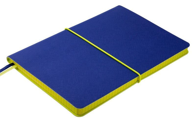 Записна книга блокнот Buromax UNIQUE A5 96 л клітина позов.шкіра синій з жовтим (BM.295107-02) BM.295107-02 фото