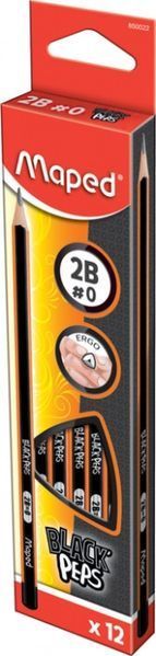 Олівець графітний Maped Black peps 2B без гумки коробка з підв. ml.0712370312 MP.850022 фото