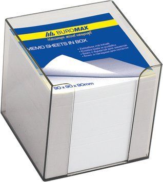 Бокс з папером Buromax біла 90х90х90мм 1000 аркушів димчастий BM.2290-02 BM.2290-02 фото