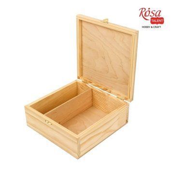 Шкатулка дерев'яна з замком Rosa Talent 20х20х8см 2 клітинки (4823100189941) 4823100189941 фото
