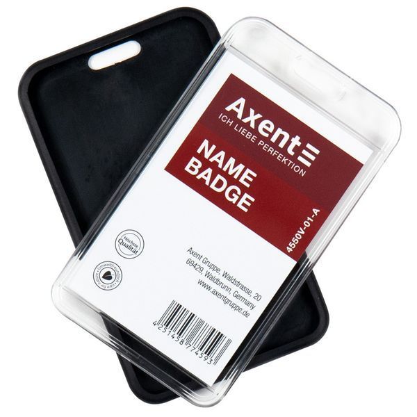 Бейдж-чохол вертикальний Axent SoftTouch 54х85мм матовий чорний 4550V-01-A 4550v-01-a фото