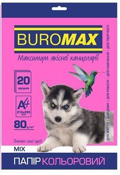 Кольоровий папір Buromax NEON+INTENSIV А4 80г/м2 10кол. 20л. (BM.2721820-99) BM.2721820-99 фото