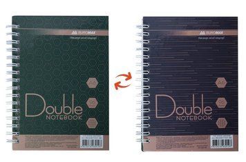 Записна книга блокнот Buromax DOUBLE A6 96 л клітина твердий.обл. на пружині зелено-коричнева (BM.24671101-86) BM.24671101-86 фото