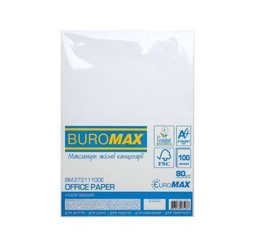 Папір офісний Buromax 100 аркушів А4 80 г/м2 (BM.27211100E) BM.27211100E фото