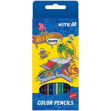 Олівці кольорові двосторонні Kite Hot Wheels 12 штук / 24 кольори (HW25-054-2) HW25-054-2 фото