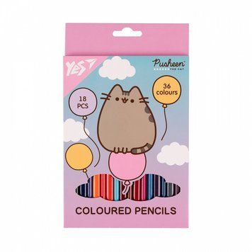 Олівці кольорові двосторонні YES Pusheen. Balloons 18шт./36 кольорів (290751) 290751 фото