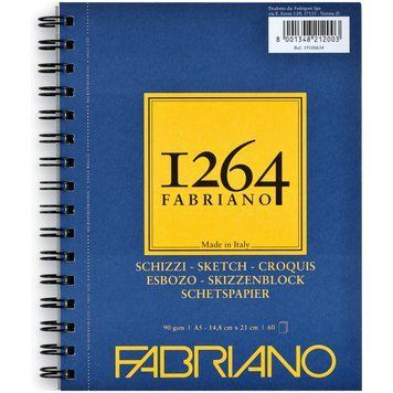 Альбом на спіралі для рисунку та ескізів Fabriano 1264 А5 90г/м2 60 арк. слонова кістка (8001348212003) 8001348212003 фото