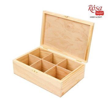 Шкатулка дерев'яна з замком Rosa Talent 24х16х8см 6 клітинок (4823100189972) 4823100189972 фото