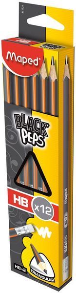 Карандаш графитовый Maped Black peps НB с ластиком (MP.851721) MP.851721 фото