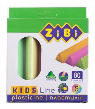 Пластилін ZiBi 80 г 5 кольорів (ZB.6229) ZB.6229 фото