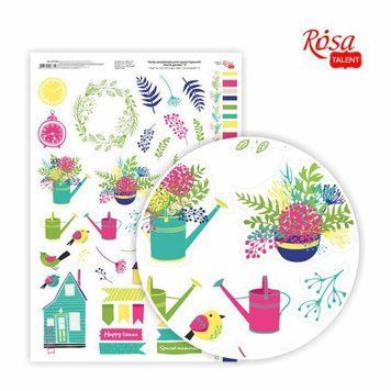 Папір дизайнерський одностороння "Floral garden" 9, 21х29,7 см, глянсовий, 250 г/м2, ROSA TALENT 4823100087193 фото