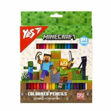 Олівці кольорові тригранні Yes Minecraft 24 кольори (290770) 290770 фото