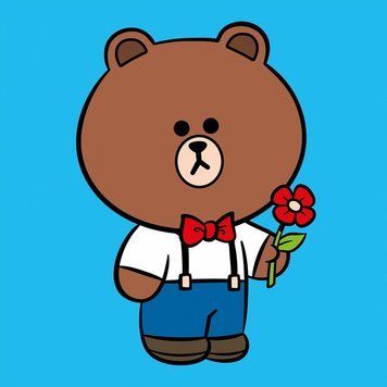 Картина за номерами Santi Line Friends. Браун з квіткою 25х25 см (955020) 955020 фото