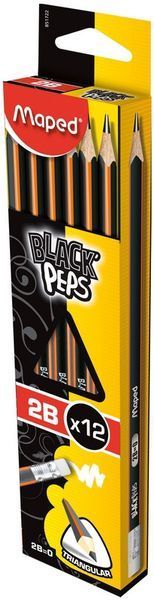 Карандаш графитовый Maped Black peps 2B с ластиком (MP.851722) MP.851722 фото