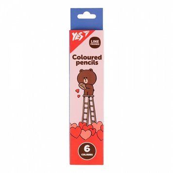 Олівці кольорові YES Line Friends. Choco 6 кольорів (290726) 290726 фото