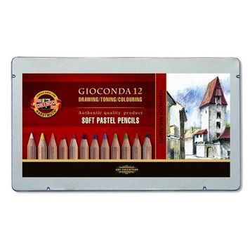 Пастельні олівці Koh-i-noor Gioconda набір 12 кольорів мелалл пенал (8827012005PL) 8827012005PL фото