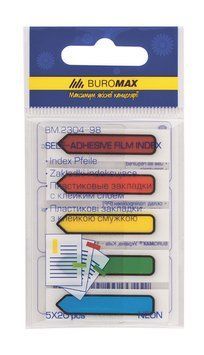 Закладки Buromax пластикові NEON 45x12мм 5х20 аркушів асорті BM.2304-98 BM.2304-98 фото