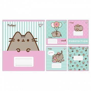Зошит YES Pusheen Candy 12 арк. коса лінія мікс дизайнів (767599) 767599 фото