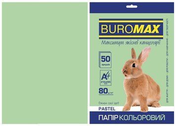 Папір кольоровий А4 Buromax PASTEL 80гм2 світло-зелений 50л. (BM.2721250-15) BM.2721250-15 фото