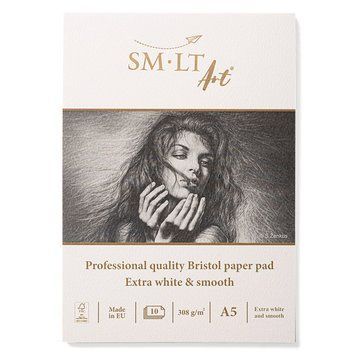 Склейка для графіки SMILTAINIS PRO CREATE (Bristol) 14,8х21 см 308г/м2 10 арк. екстра білий папір 4770644591931 фото