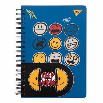 Записна книга блокнот YES Melt Smile 2в1 В5+В9 80+20 аркушів клітинка карт. обкладинка подвійна cпіраль 151842 фото