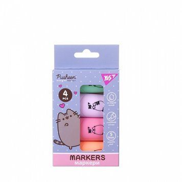 Набір маркерів для тексту YES Pusheen 4 шт (391094) 391094 фото